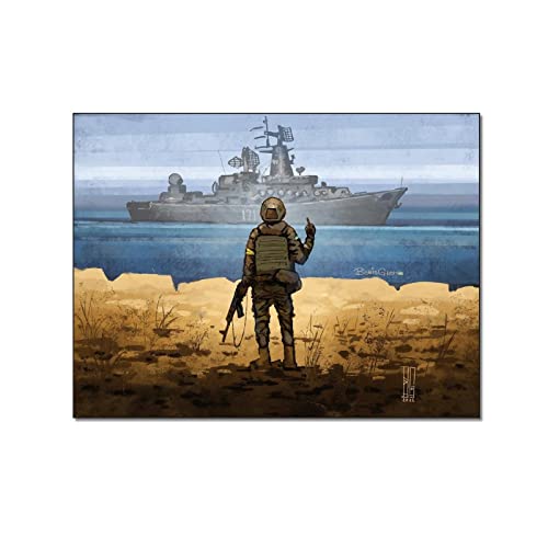 Leinwand Bilder Groß Wohnzimmer 30x40cm (Kein Rahmen) Bilderplakate Russisches Kriegsschiff Go F Yourself Poster Wand Gemälde Ukraine Briefmarken Ukrainische Soldaten Geschenke Ölgemälde Wandbilder