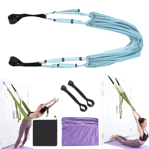 2024 New Yoga Stretching Strap Door, Aerial Yoga Rope for Back Pain, Aerial Yoga Rope, Unlock Pain-Free Living, Targeted Back Pain Relief (Blue)