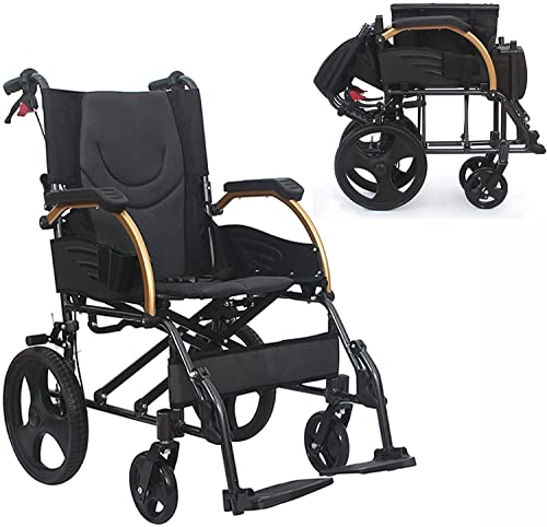 BOCbco Leichter tragbarer Faltbarer bariatrischer Rollstuhl aus Aluminium mit Behinderungen Aluminiumrollstuhl mit Faltbarer Rückenlehne, Reiserollstuhl der 4-Zoll-Generation