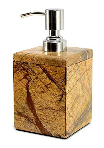 KLEO Marmor Steinseifenspender seifenspender Flüssigseifenspender - luxuriöse Badaccessoires-Kollektion - Marble Stone Soap Dispenser/Lotion Dispenser (Quadrat - Braun)