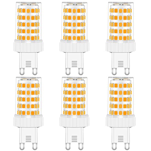 G9 LED Lampe 10W, 800LM, Warmweiß 3000K, Ersatz 50W-100W G9 Halogenlampe, G9 Sockel, Kein Flackern, Nicht Dimmbar, G9 Glühbirnen für Kronleuchter, Deckenleuchten, Wandleuchten, AC 220-240V, 6er Pack