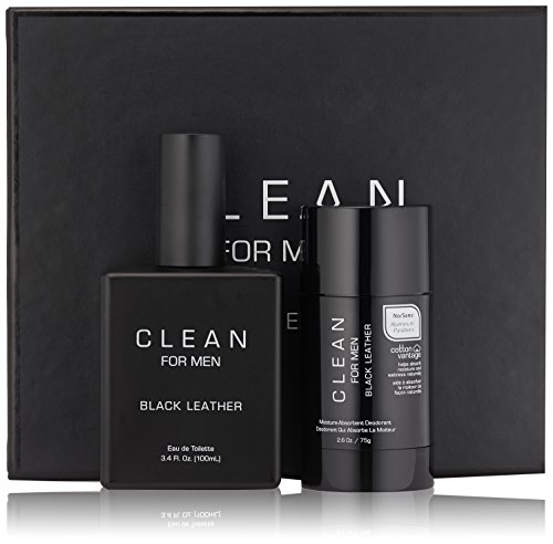 Clean Black Leather by Clean Gift Set - 3.4 oz Eau De Toilette Spray + 2.6 oz Deodorant Stick / - (Men)