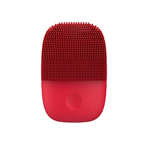 Gesichtsreinigungsbürste Silikon Silikon Elektrische Reinigungsbürste Wasserdicht Geeignet 3-In-1 Wiederaufladbar Massage Hauttypen Tiefenreinigung,Rot