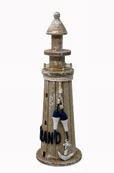 maritime Holz-Dekoration in braunem Shabby Look ┼ auch als Solo Dekoration geeignet ┼ hochwertige Verarbeitung (Holz Leuchtturm 3D 40cm)