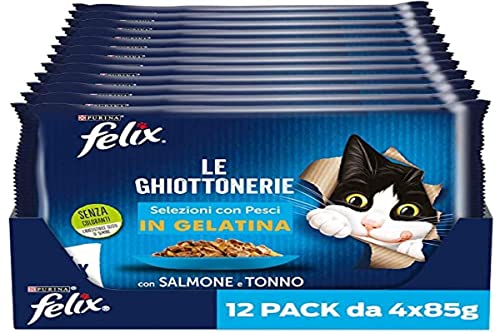 Purina Felix Le Ghiottonerie Katzenfutter mit Lachs und Thunfisch, 48 Beutel à 85 g