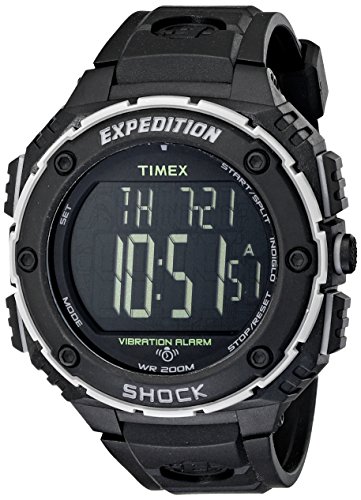 Timex Expedition Shock Xl vibrierendes digitales Zifferblatt schwarzes Harz Herrenuhr T49950, Schwarz, Chronograph, Digital