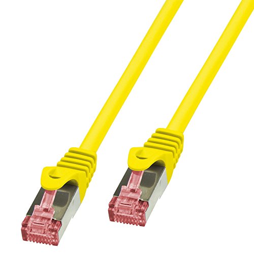BIGtec 50m Netzwerkkabel Patchkabel Ethernet LAN DSL Patch Kabel Gigabit gelb ( 2x RJ-45 Anschluß , CAT6 , doppelt geschirmt ) 50 Meter