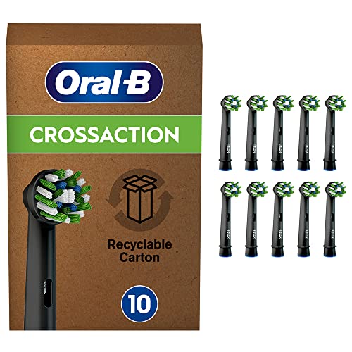 Braun Oral-B 4210201329381 CrossAction Black Aufsteckbürsten mit CleanMaximiser-Borsten für ganzheitliche Mundreinigung, in briefkastenfähiger Verpackung,10 Stück