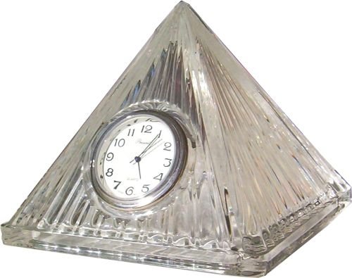 Artline Kristall Tischuhr Pyramide klar Quarz Einsteckwerk Silber