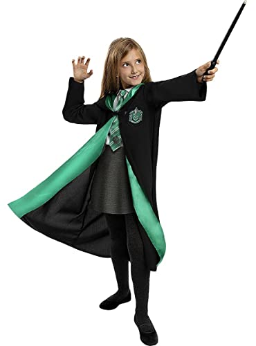 Funidelia | Harry Potter Slytherin Kostüm 100% OFFIZIELLE für Jungen und Mädchen Größe 7-9 Jahre ▶ Hogwarts, Zauberer, Film und Serien - Farben: Bunt, Zubehör für Kostüm