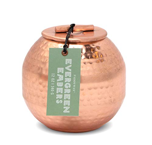 Paddywax Candles Patina Collection Duftkerze, 340 g, gehämmertes Kupfermetall – Evergreen Glut
