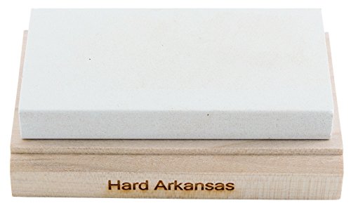 RH PREYDA Hard Arkansas Schleifstein, Körnung 800-1000, Stein 100x50x12 mm, Holzplattform