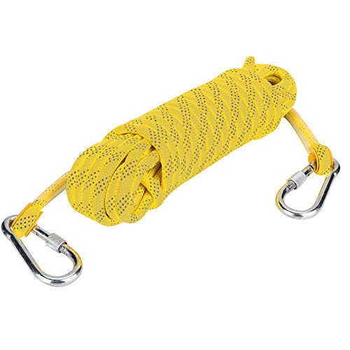 KUIDAMOS Survival Cord, Kletterseil Einfach zu robust und langlebig Leicht mit Sicherheitshaken für Sicherheitsseil(Yellow, 30 Meters, 96 feet)
