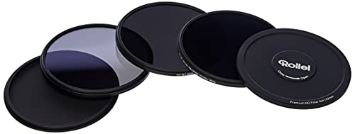 Rollei Premium Objektiv Grau Filterset bestehend aus: je 1x ND 8, ND 64 und ND 1000 Filter aus Gorilla Glas mit Aluminium Ring für Langzeitbelichtung mit Aluminium-Schutzdeckel. (82mm)