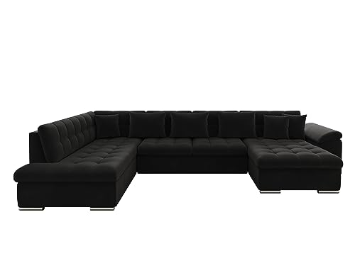 Mirjan24 Eckcouch Ecksofa Niko, Design Sofa Couch mit Schlaffunktion U-Sofa Große Farbauswahl Wohnlandschaft (Ecksofa Rechts, Magic Velvet 2219)