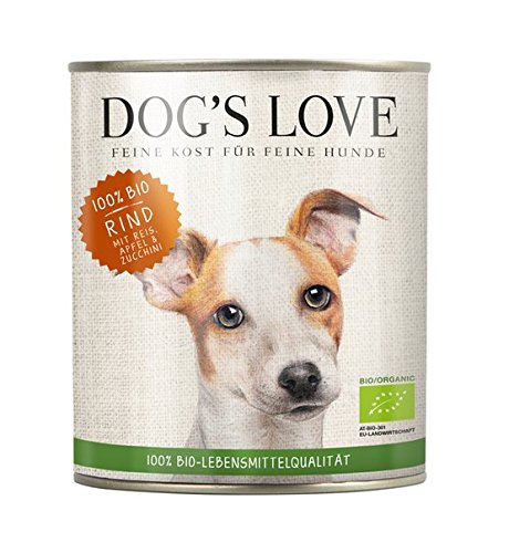 DOG'S LOVE BIO Premium Hundefutter Nassfutter Rind mit Reis, Apfel & Zucchini (18 x 800g)