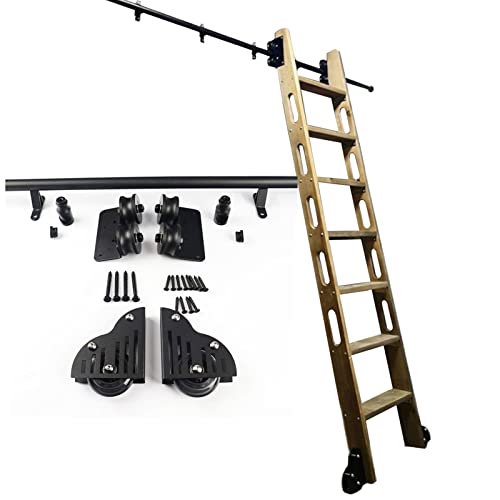 Bibliotheksleiter Hardware Kit Schiebetür Kit Schieber Leiter Kit Rolling Library Ladder Rail Track Heavy Dut Slide Rails |Rolling Ladders für Bücherregal -Lagerhaus -Schrank -Set Mobile Leiter -Hardw