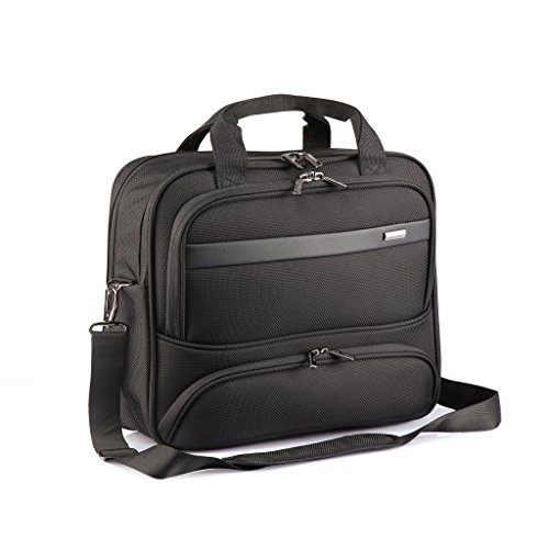 ABISTAB Verage Elite Trolley Tasche Schwarz L-47 cm (18.5") mit speziellen Fächer für Laptop bis 18" und Handy Schlüssel usw. Spitzenverarbeitung, Teflon Beschichtung, Wasser/Öl/Dreck-abweisend