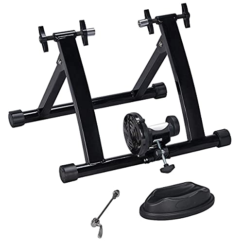 Yaheetech Fahrrad Rollentrainer Indoor Heimtrainer mit Magnetgerät zur Einstellung für 26-28 Zoll Schnellspanner & Vorderradunterlage