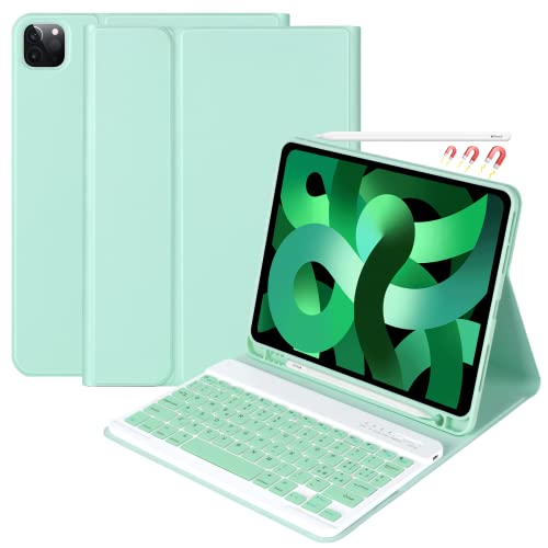 Tastatur für iPad Air 5 2022/iPad Air 4/iPad 11 2021/2020/2018, Schutzhülle für iPad 10.9 mit italienischer Tastatur für iPad 11 2021(3 Gen) Schutzhülle mit Bluetooth, kabellos, abnehmbare Tastatur und Slot für Stift