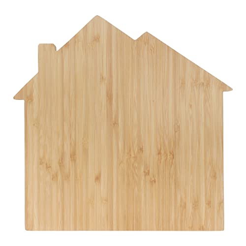BambooMN Servier- und Schneidebrett aus Bambus, Hausform, 29,8 x 30,5 x 1,9 cm, 1 Stück