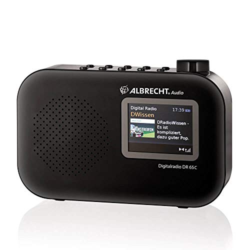 Albrecht DR65C tragbares Digital-Radio, 27361, DAB+/UKW-Empfang mit Kopfhörer-Anschluss, Batterie- und Netzbetrieb Farbe: schwarz