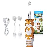Brush-Baby WildOnes Kinder Elektrische Wiederaufladbare Zahnbürste, 1 Griff, Bürstenkopf, USB-Ladekabel, für 0-10 Jahre (Tiger)