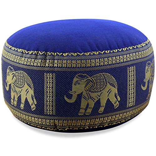 livasia Kapok Zafukissen, Sitzkissen, Yogakissen, Bodensitzkissen, Meditationskissen (blau-Elefanten)