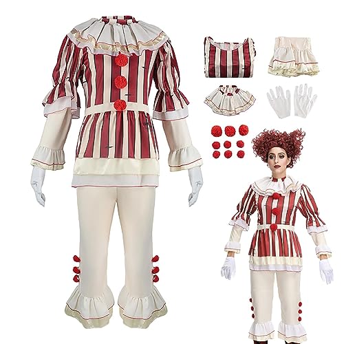 Suphyee Clown-Kostüm Joker Pennywise Cosplay Kostüm | Gruseliges Clown IT Kostüm Rollenspiel Outfit für Halloween Cosplay Kostüm für Männer Frauen