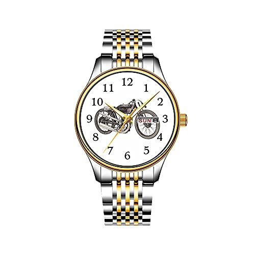 Uhren Herrenmode Japanisches Quarz Datum Edelstahl Armband Gold Uhr Galoppierendes Pferd Schwarze Silhouette Schwarzes Pferd Kunst Armbanduhren
