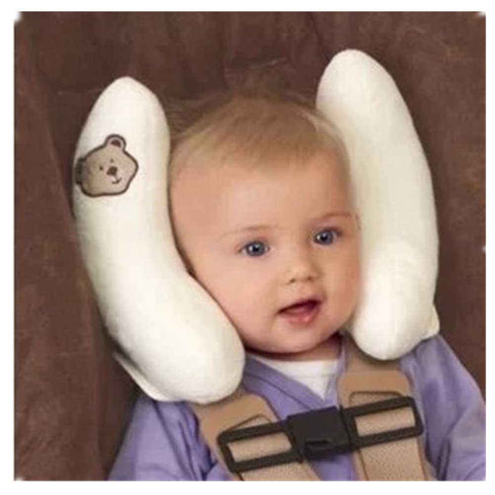 Kinder Baby Auto Platz Nackenstütze Halswirbel Reise Schützen Kissen Nackenkissen Kopfkissen für Kinderautositze Kinderwagen (Weiß)