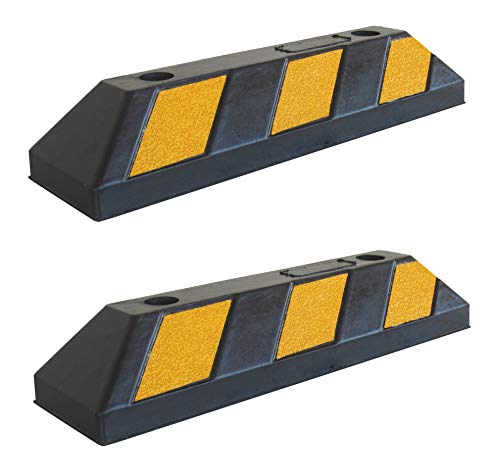 RWS-4 Gummi Radstopp-Parkplatzbegrenzung für Parkplätze und Garagen, Farbe Schwarz-Gelb, Abmessungen 55x15x10 cm (2er Pack)