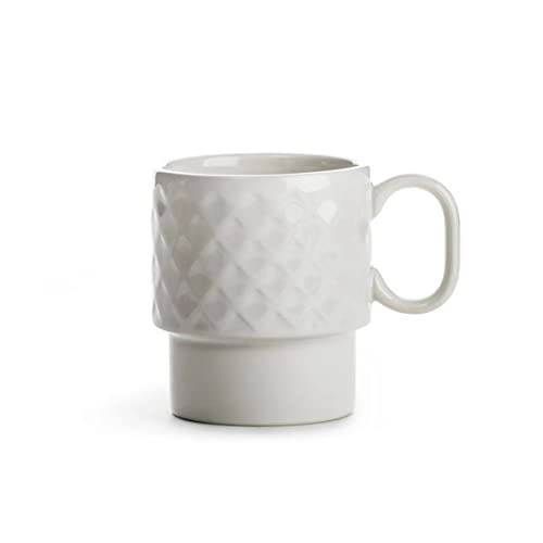 Sagaform Coffee & More Kaffeebecher 2-teilig aus Steinzeug in der Farbe Weiß 25cl, Maße: 12cm x 8cm x 9cm, 5018369