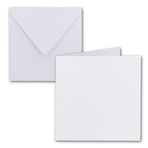 75x Quadratisches Falt-Karten-Set - 15 x 15 cm - mit Brief-Umschlägen - Hochweiß - Nassklebung - für Grußkarten, Einladungen & mehr