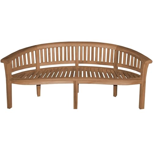 Teako Design Teak Bananenbank Avellino, Wetterfeste Gartenbank, Ergonomisch, Robust und Wetterbeständig, Verschiedene Größen, für den Garten geeignet, Parkbank (180 x 60 x 87 cm)