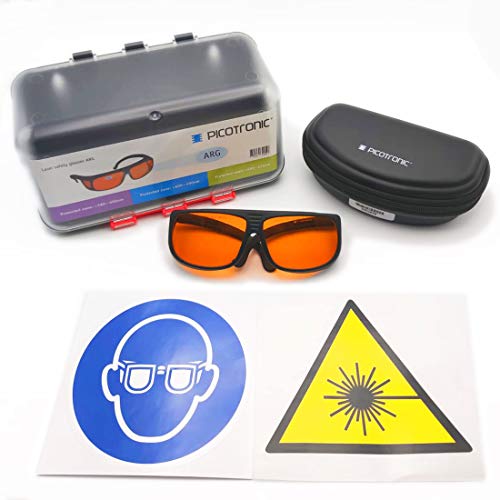 Picotronic Laserschutzbrillen-Set, Zertifiziert nach DIN EN207, 400-532nm. Zum Laserschweißen, Laserschneiden, Lasermarkieren, Kosmetik. Sichere Aufbewahrung durch Wandhalter. Inkl. Wa… - 70143348