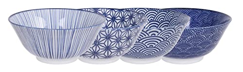 TOKYO design studio Nippon Blue Assorted Designs Tayo Bowl 15.2x6.7cm 500ml 4pcs AST-1 1/8