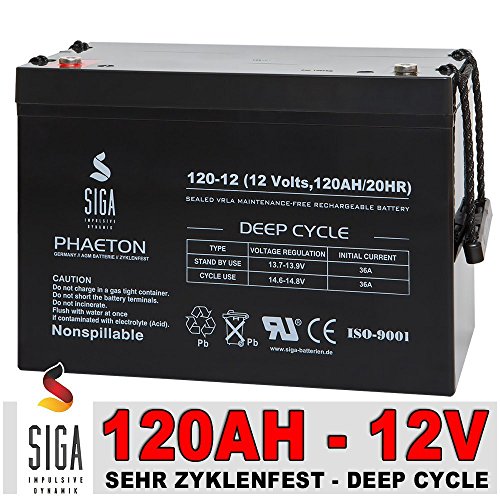 Solarakku 120Ah 12V AGM Gel Batterie Solarbatterie Wohnmobil Boot Batterie 100Ah extrem zyklenfest