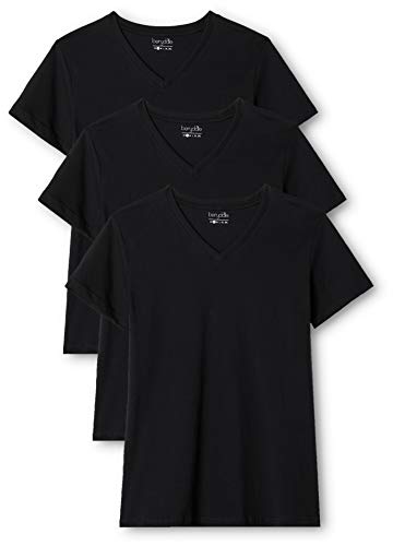 berydale Damen T-Shirt für Sport & Freizeit mit V-Ausschnitt, Schwarz (3er Pack), XL