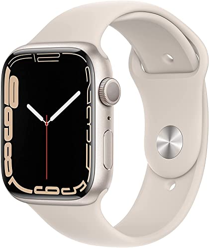 Apple Watch Series 7 (GPS + Cellular, 45 mm) - Starlight Aluminiumgehäuse mit Starlight Sportarmband (Generalüberholt)