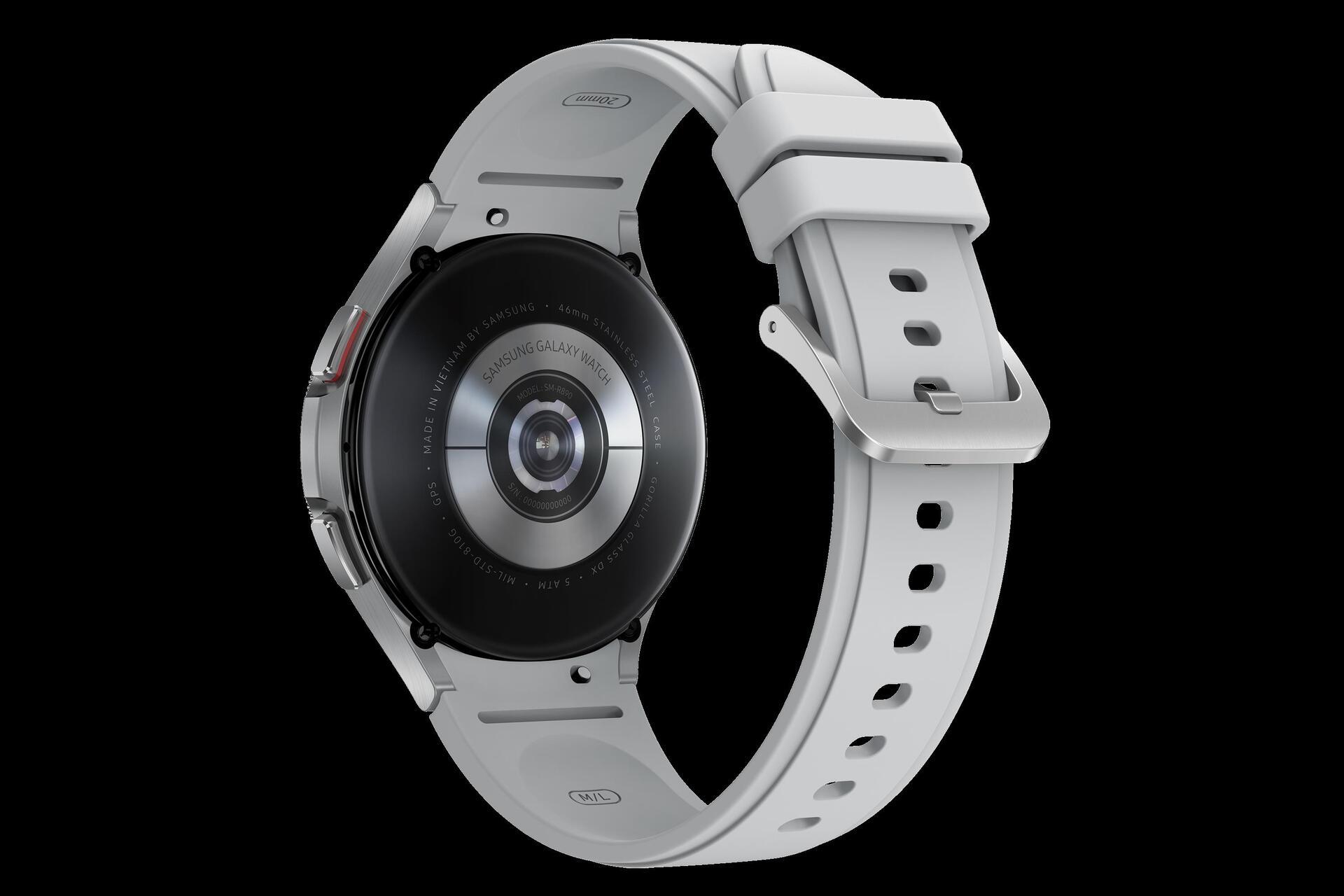 Samsung Galaxy Watch4 Classic - 46 mm - silber - intelligente Uhr mit Ridge Sport Band - Flouroelastomer - Silber - Anzeige 3.46 cm (1.4) - 16 GB - 7.6 GB - NFC, Wi-Fi, Bluetooth - 4G - 52 g - Sonderposten