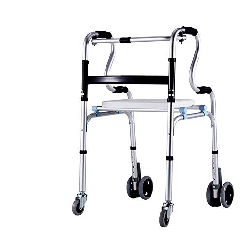 Rollator aus Aluminium mit Rädern, gepolstertem Sitz und Rückenlehne, zusammenklappbarer Rollator, Mobilitätshilfe für Erwachsene, Senioren und ältere Menschen mit Behinderung, sil