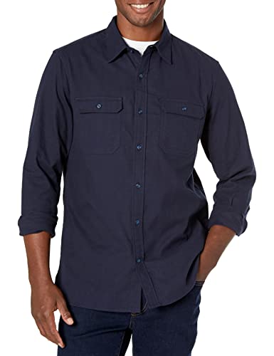Amazon Aware Herren Langärmeliges Flanellhemd, Normale Passform, Marineblau, XL