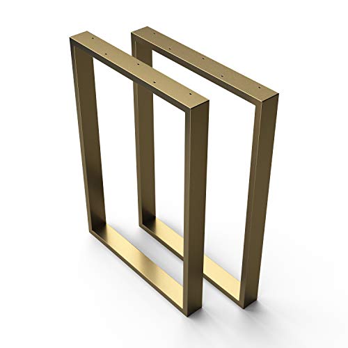 SOSSAI Stahl Tischkufen | GOLD MESSING | 2 Stück | Tischgestell | Breite 60 cm x Höhe 72 cm | TKK1 | pulverbeschichtet