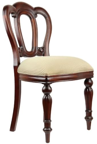 Casa Padrino Luxus Barock Mahagoni Esszimmer Stuhl mit Streifen Dunkelbraun/Gold - Barockstil Küchen Stuhl - Luxus Esszimmer Möbel im Barockstil - Edel & Prunkvoll