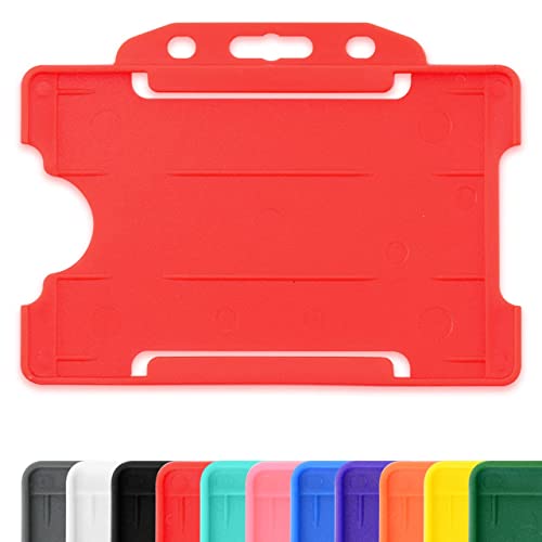 CKB LTD Ausweishüllen einseitig Hartplastik Ausweishalter starr, zum Einschieben, für Ausweise im Querformat, Kunststoff, für 86 mm / 54 mm CR80 Kreditkartengröße, Rot, 100 Stück
