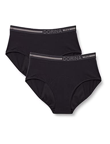 Dorina Damen Pack de 2 Culottes Menstruelles Ecomoon super absorbantes Slip, Noir/Noir, S (2er