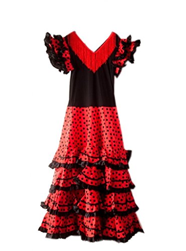 La Senorita Spanische Flamenco Kleid/Kostüm - für Frauen/Damen - Schwarz/Rot - Größe 40-42