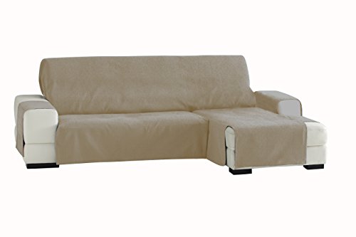 Eysa Praktische Sofabezüge, Chaiselongue 240 cm, Rechte Vorderansicht, Stoff, Beige, Drei Sitzplätze