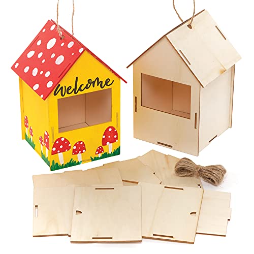 Baker Ross FE929 Rotkehlchen-Nistkasten-Kits – 2 Stück – Machen Sie Ihr eigenes Vogelhaus, Holzhandwerk für Kinder zum Dekorieren und Ausstellen, Kunst- und Bastelprojekte für Draußen